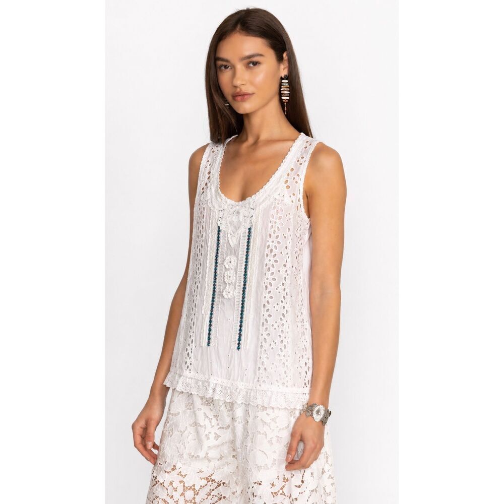 Nwot Johnny Was Lucky Georgette eyelet tank top, Small $212 A20